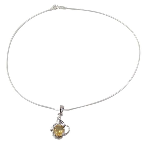 Alternate image for Sterling Silver and Topaz Necklace Modern Jewelry Golden Majesty