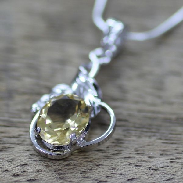 Alternate image for Sterling Silver and Topaz Necklace Modern Jewelry Golden Majesty