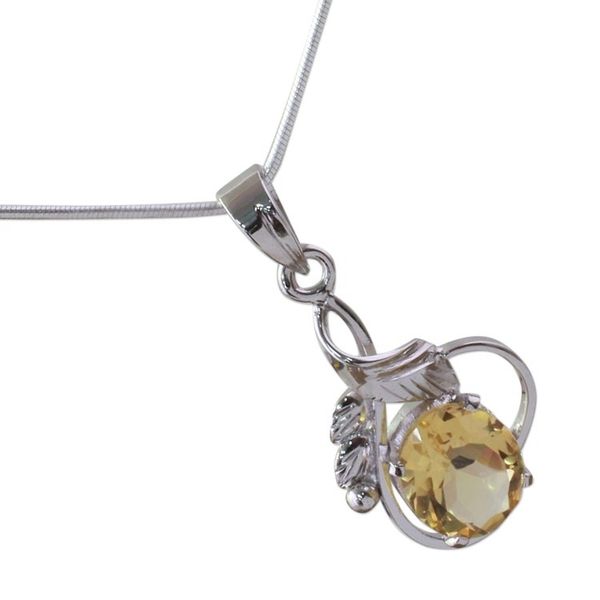 Alternate image for Sterling Silver and Topaz Necklace Modern Jewelry Golden Majesty