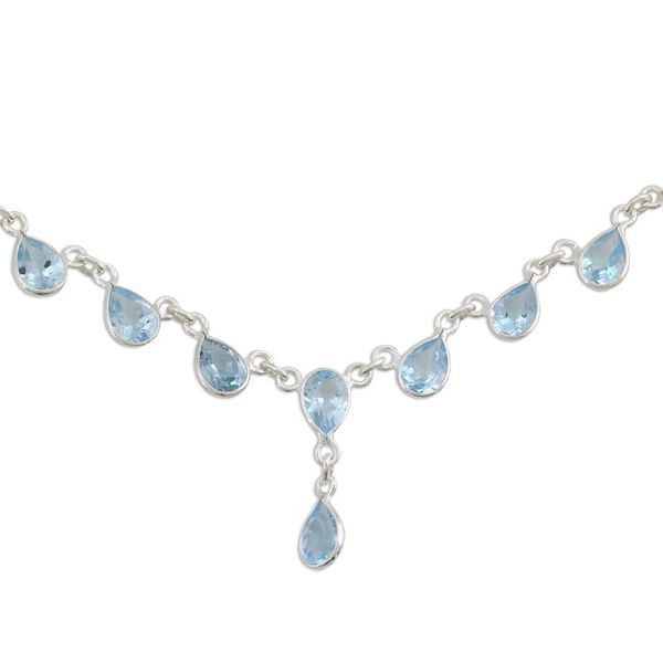 Alternate image for Indian Jewelry Sterling Silver Blue Topaz Necklace Ocean Dew