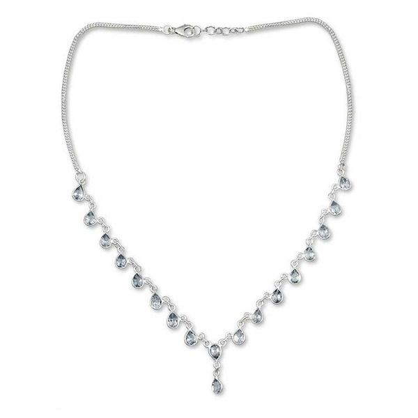 Alternate image for Indian Jewelry Sterling Silver Blue Topaz Necklace Ocean Dew