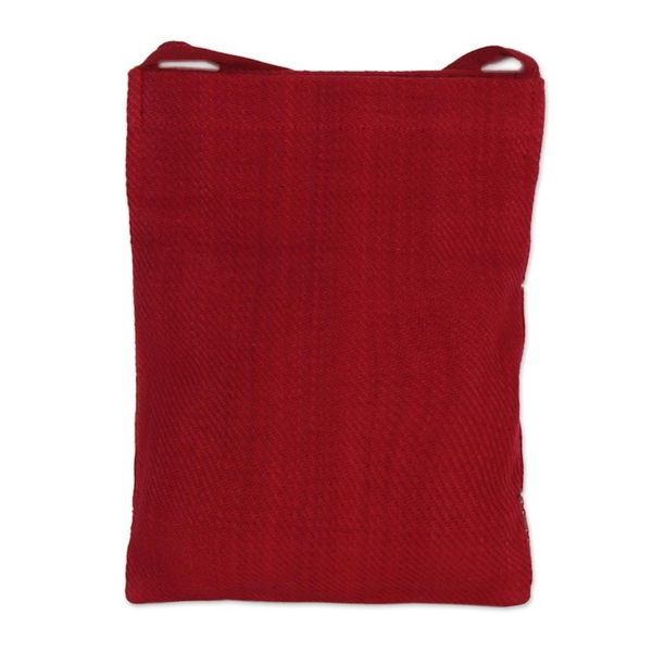 Alternate image for Deep Red Olive and Yellow Hand Woven Passport Bag from India Kaleidoscope Traveler