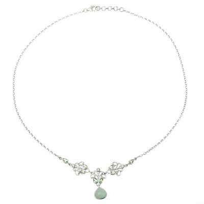 Alternate image for Sterling Silver Peridot and Serpentine Pendant Necklace Evening Delight