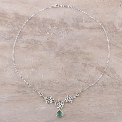 Alternate image for Sterling Silver Peridot and Serpentine Pendant Necklace Evening Delight