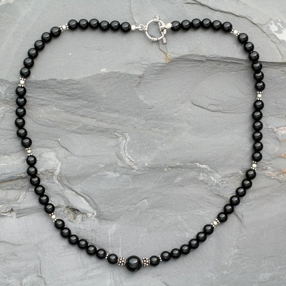 Onyx strand necklace 'Kerala Night'