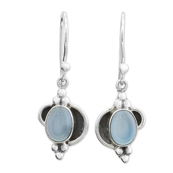 Alternate image for Fair Trade Sterling Silver and Chalcedony Earrings Sky Charm