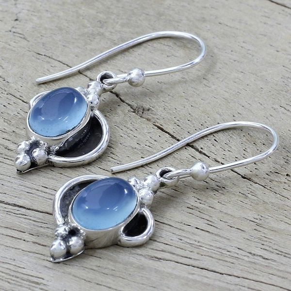 Alternate image for Fair Trade Sterling Silver and Chalcedony Earrings Sky Charm