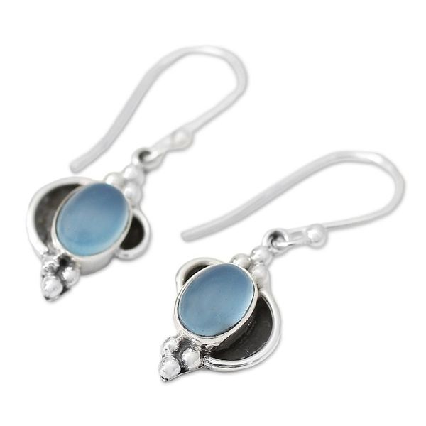 Alternate image for Fair Trade Sterling Silver and Chalcedony Earrings Sky Charm