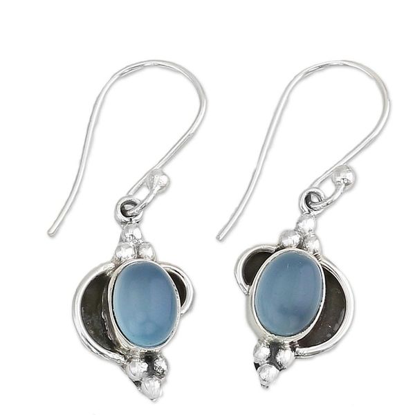 Alternate image for Fair Trade Sterling Silver and Chalcedony Earrings Sky Charm