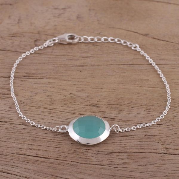 Alternate image for Chalcedony and Sterling Silver Pendant Bracelet from India Circular Shine