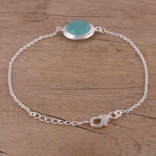 Alternate image for Chalcedony and Sterling Silver Pendant Bracelet from India Circular Shine