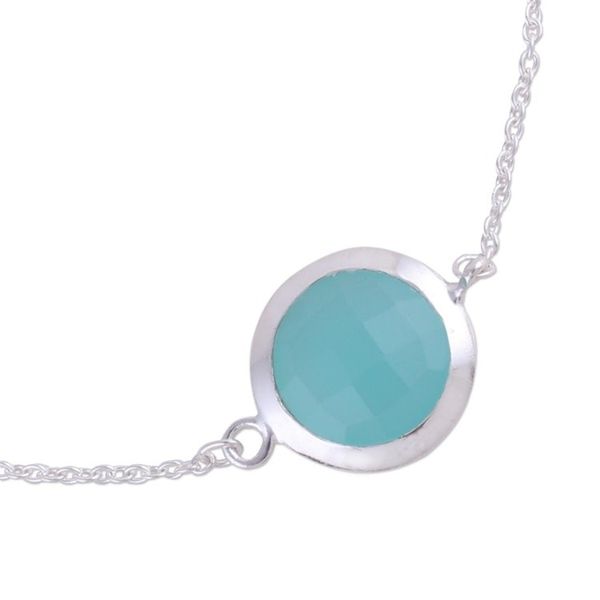 Alternate image for Chalcedony and Sterling Silver Pendant Bracelet from India Circular Shine