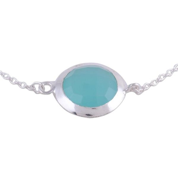 Alternate image for Chalcedony and Sterling Silver Pendant Bracelet from India Circular Shine