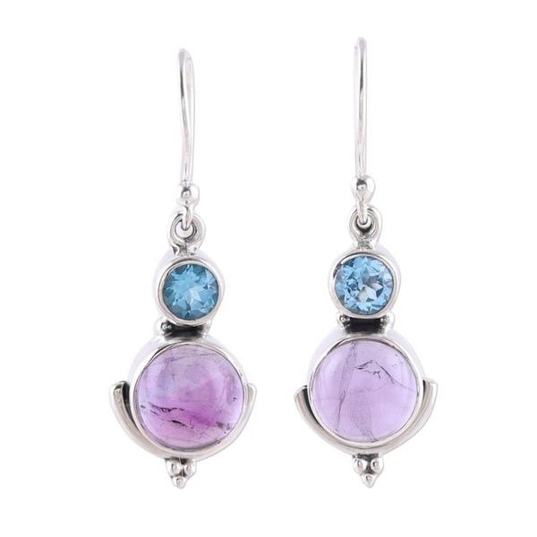 Alternate image for Amethyst and Blue Topaz Dangle Earrings from India Lively Harmony