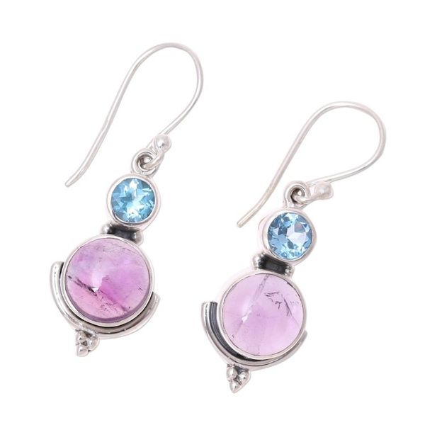 Alternate image for Amethyst and Blue Topaz Dangle Earrings from India Lively Harmony