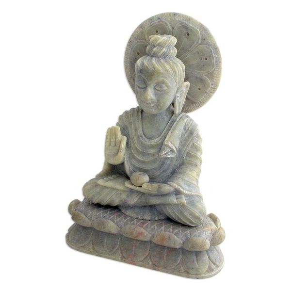 Alternate image for Natural Soapstone Sculpture from India Beautiful Buddha