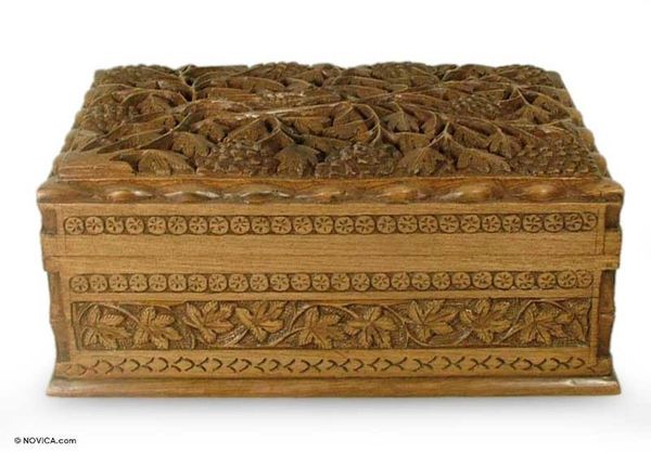 Alternate image for Hand Made Wood Jewelry Box Vineyard Bird