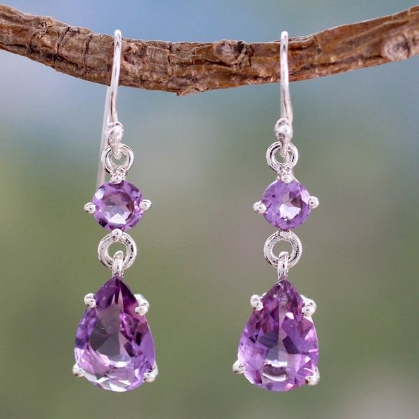 Alternate image for Amethyst Dangle Earings Classic Elegance