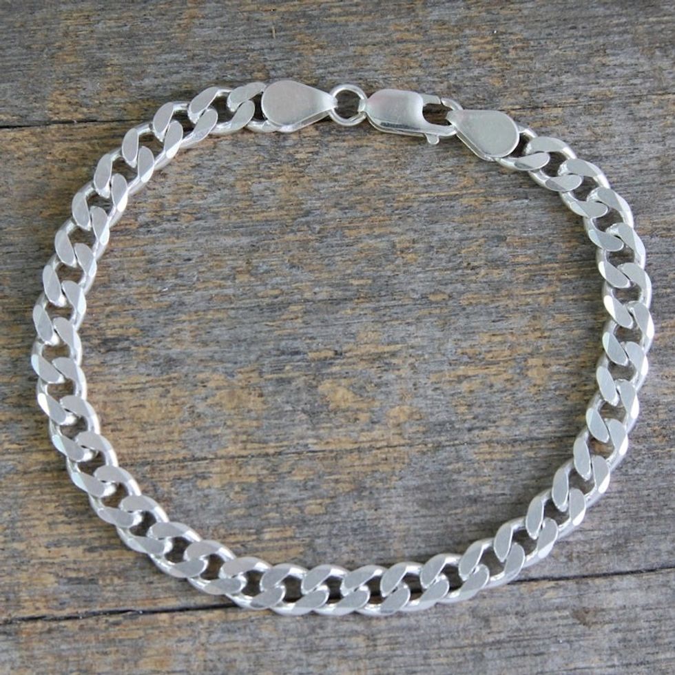 Indian Handcrafted Sterling Silver Men's Bracelet 'Hip Hop Connection'