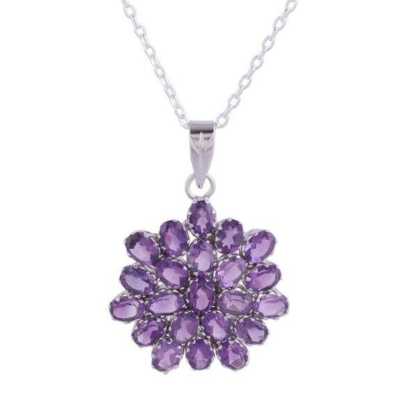 Alternate image for Brilliant 22 Carat Amethyst Pendant Necklace Purple Camellia