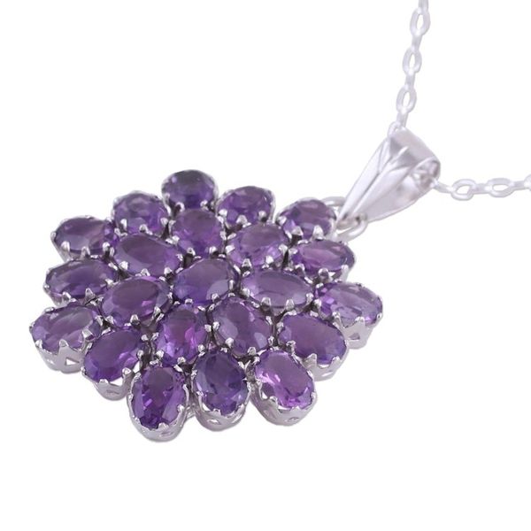 Alternate image for Brilliant 22 Carat Amethyst Pendant Necklace Purple Camellia