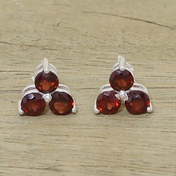 Alternate image for Garnet Stud Earrings from Birthstone Jewelry Chennai Stars