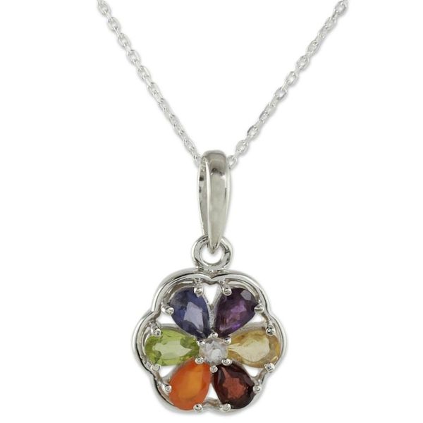 Alternate image for Floral Chakra Jewelry Multi Gem Necklace Energy Bloom