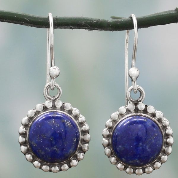 Alternate image for Lapis Lazuli and Sterling Silver Gemstone Dangle Earrings Deep Blue Majesty