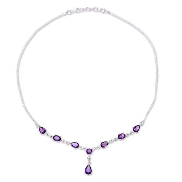 Alternate image for Artisan Crafted Amethyst and Sterling Silver Y Necklace Lilac Princess