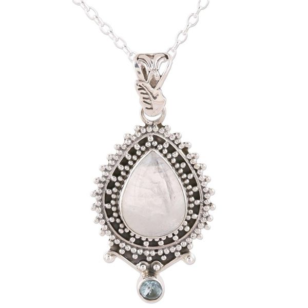 Alternate image for Handcrafted Rainbow Moonstone Pendant Necklace from India Tranquil Beauty