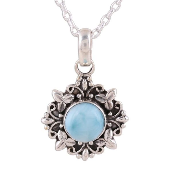 Alternate image for Larimar and Sterling Silver Pendant Necklace from India Ethereal Eden