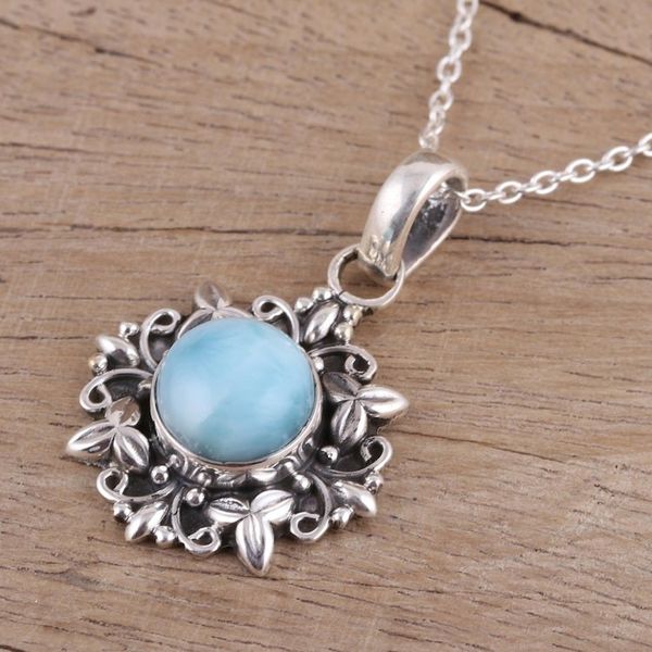 Alternate image for Larimar and Sterling Silver Pendant Necklace from India Ethereal Eden