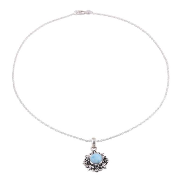 Alternate image for Larimar and Sterling Silver Pendant Necklace from India Ethereal Eden