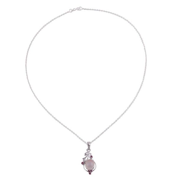 Alternate image for Ruby and Moonstone Sterling Silver Pendant Necklace Moonlight Enchantment