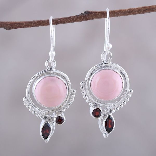 Alternate image for Opal and Garnet Dangle Earrings from India Glory in Pink