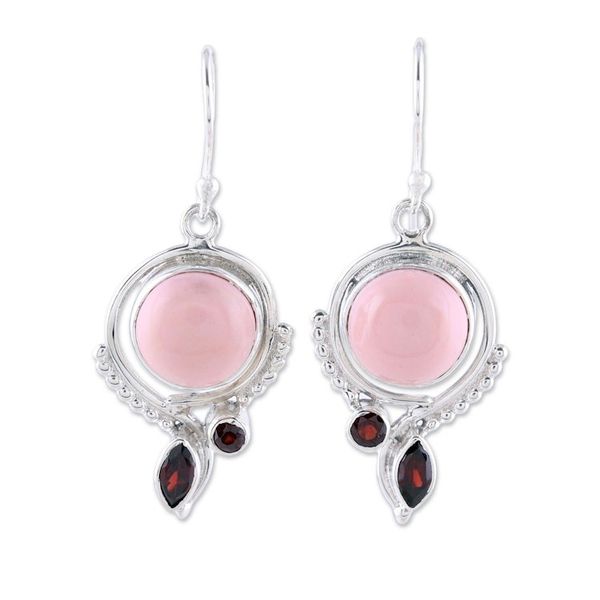 Alternate image for Opal and Garnet Dangle Earrings from India Glory in Pink