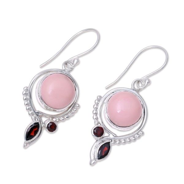Alternate image for Opal and Garnet Dangle Earrings from India Glory in Pink