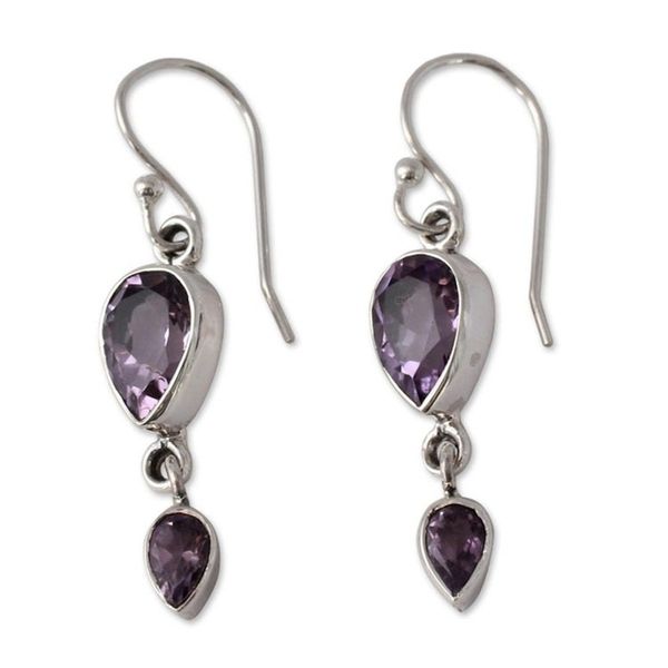 Alternate image for Handcrafted Amethyst Jewelry Sterling Silver Earrings Violet Distinction