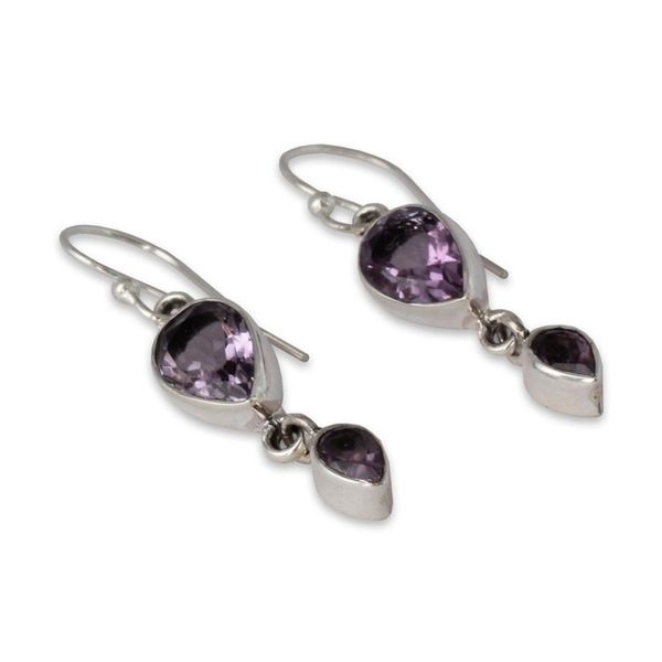 Alternate image for Handcrafted Amethyst Jewelry Sterling Silver Earrings Violet Distinction