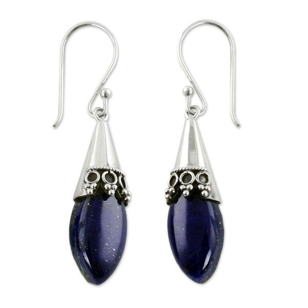 Alternate image for Artisan Crafted Lapis Lazuli and Sterling Silver Earrings Regal
