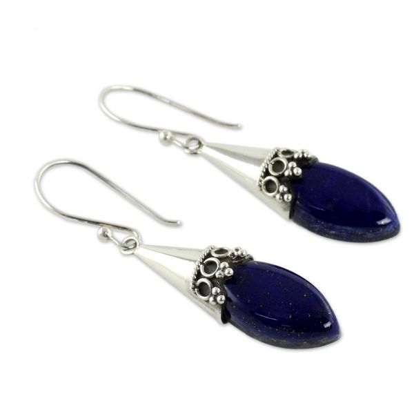 Alternate image for Artisan Crafted Lapis Lazuli and Sterling Silver Earrings Regal