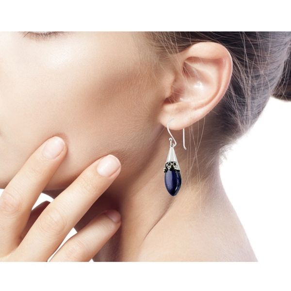 Alternate image for Artisan Crafted Lapis Lazuli and Sterling Silver Earrings Regal
