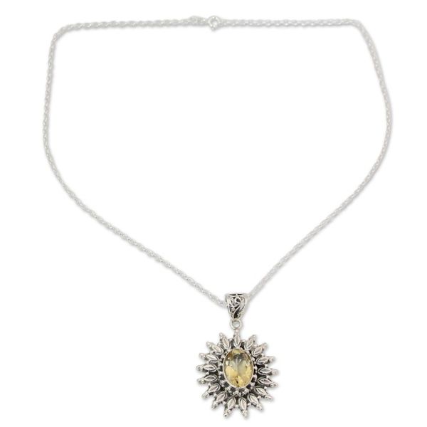 Alternate image for 3.5 Carat Citrine and Silver Artisan Crafted Necklace Eternal Radiance