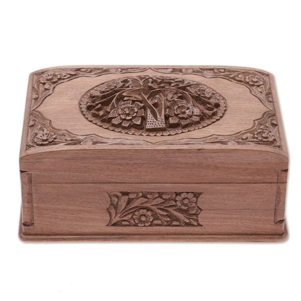 Alternate image for Floral Carved Wood Jewelry Box Hypnotic Tree