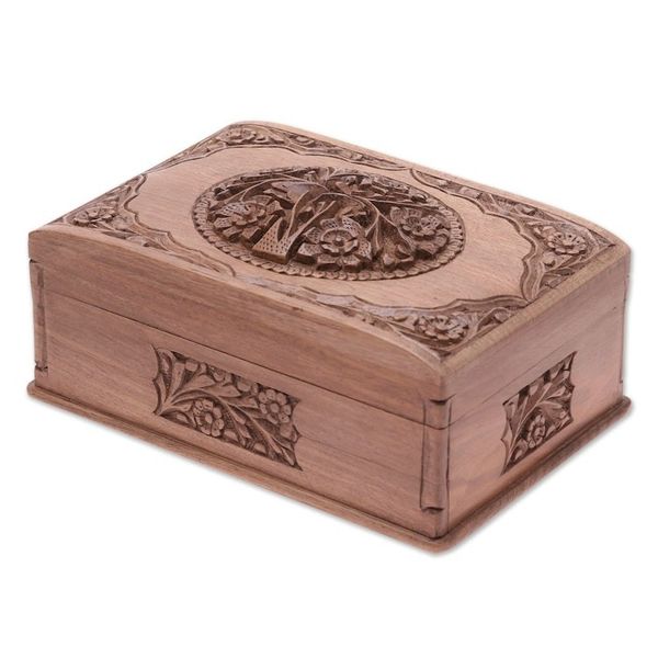Alternate image for Floral Carved Wood Jewelry Box Hypnotic Tree