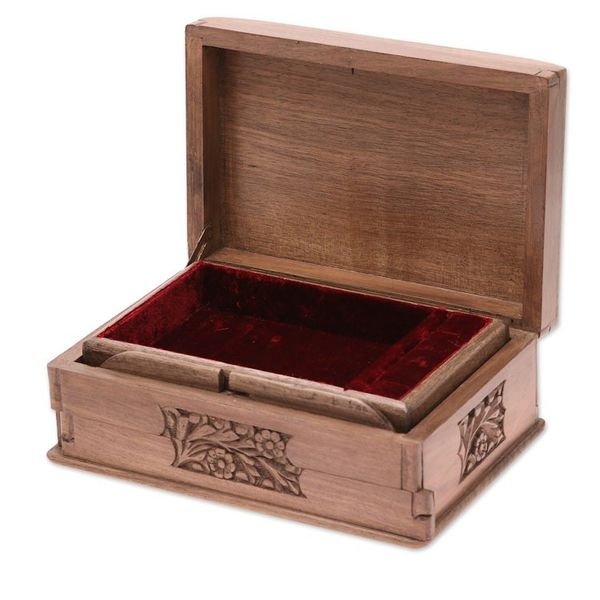 Alternate image for Floral Carved Wood Jewelry Box Hypnotic Tree