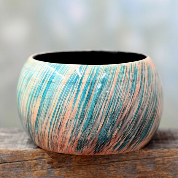 Alternate image for Artisan Crafted Wood Bangle Bracelet Peach Breeze