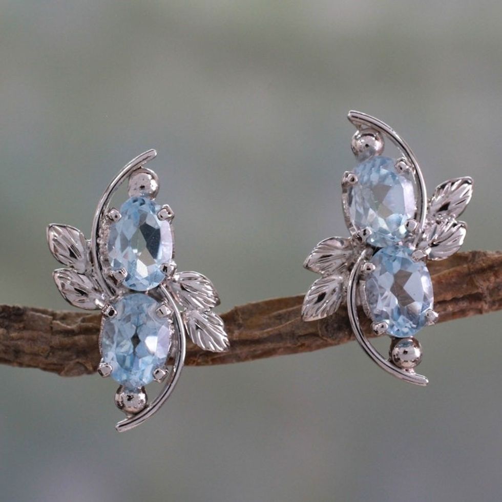 4 Carat Blue Topaz Earrings 'Elegant Azure'
