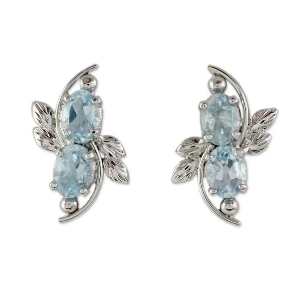 Alternate image for 4 Carat Blue Topaz Earrings Elegant Azure