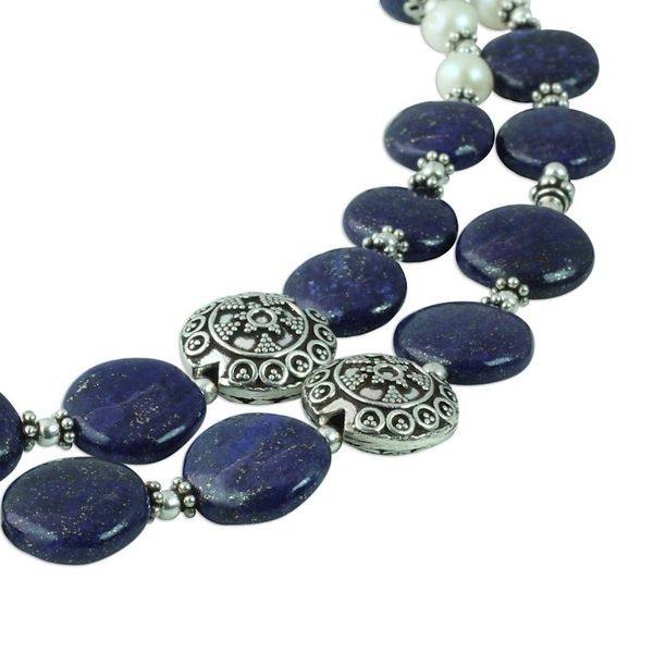 Alternate image for Lapis Lazuli Cultured Pearl Beaded Necklace from India Timeless Beauty